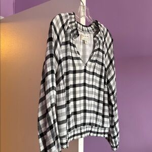 Black and White Plaid Blouse